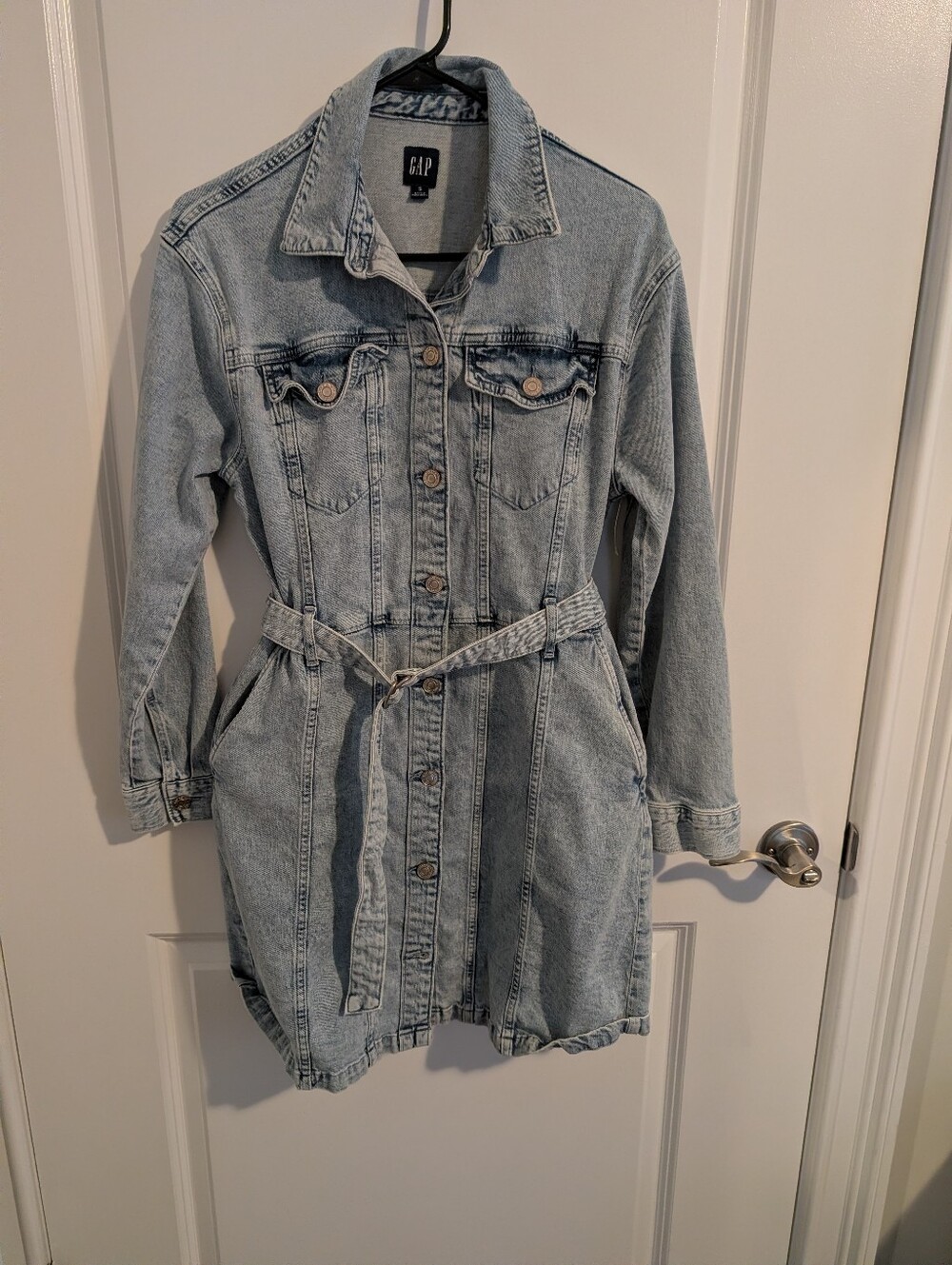 GAP Light Wash Denim Shirt Dress with Belt